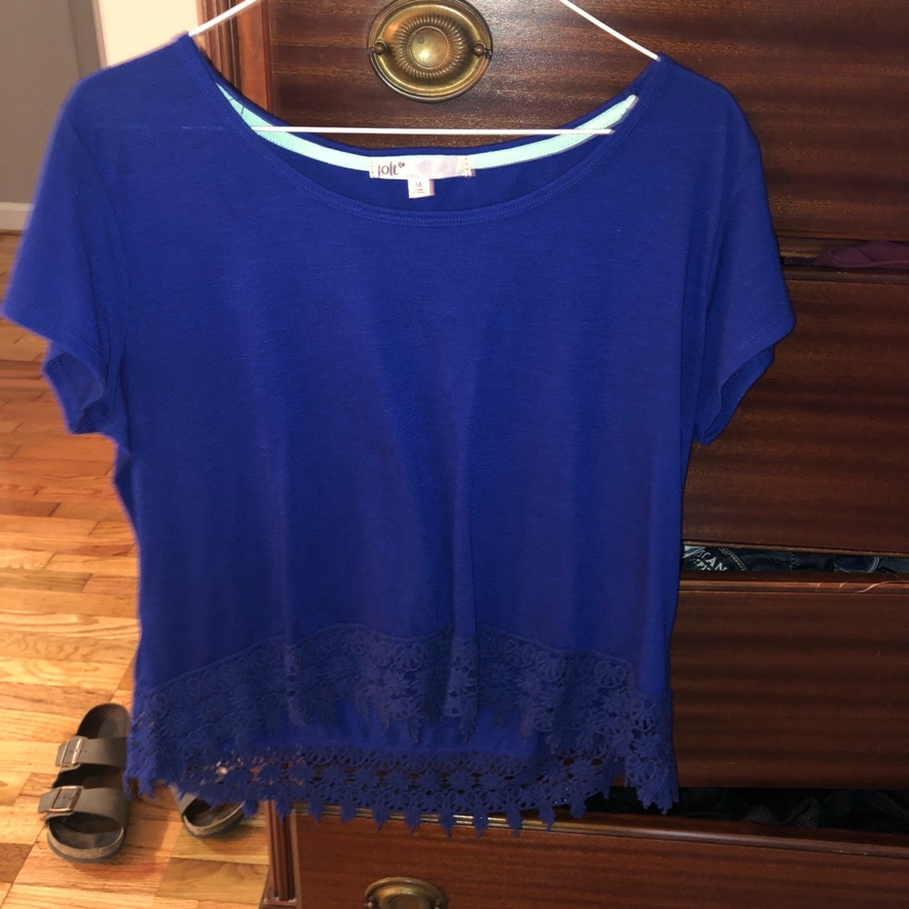 Blue Cotten and lace top